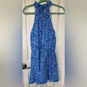Blue Floral High Neck Dress from Amazon Size L EUC